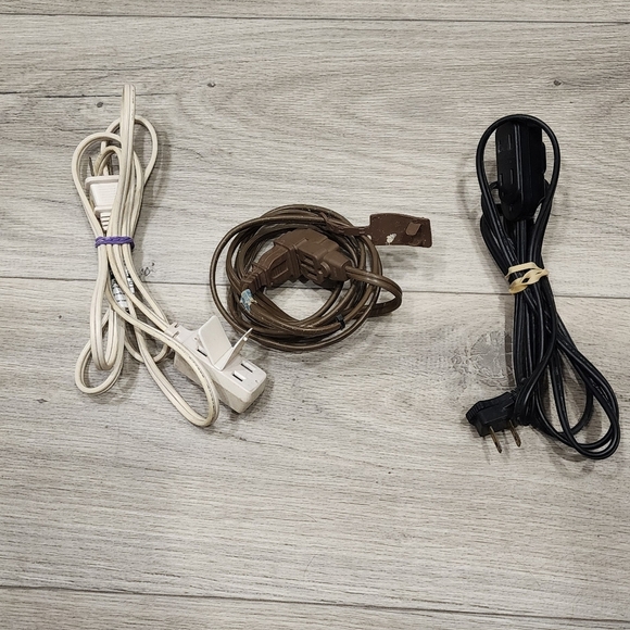 Three - 6 Foot Power Cords - White, Brown, Black - Picture 1 of 10